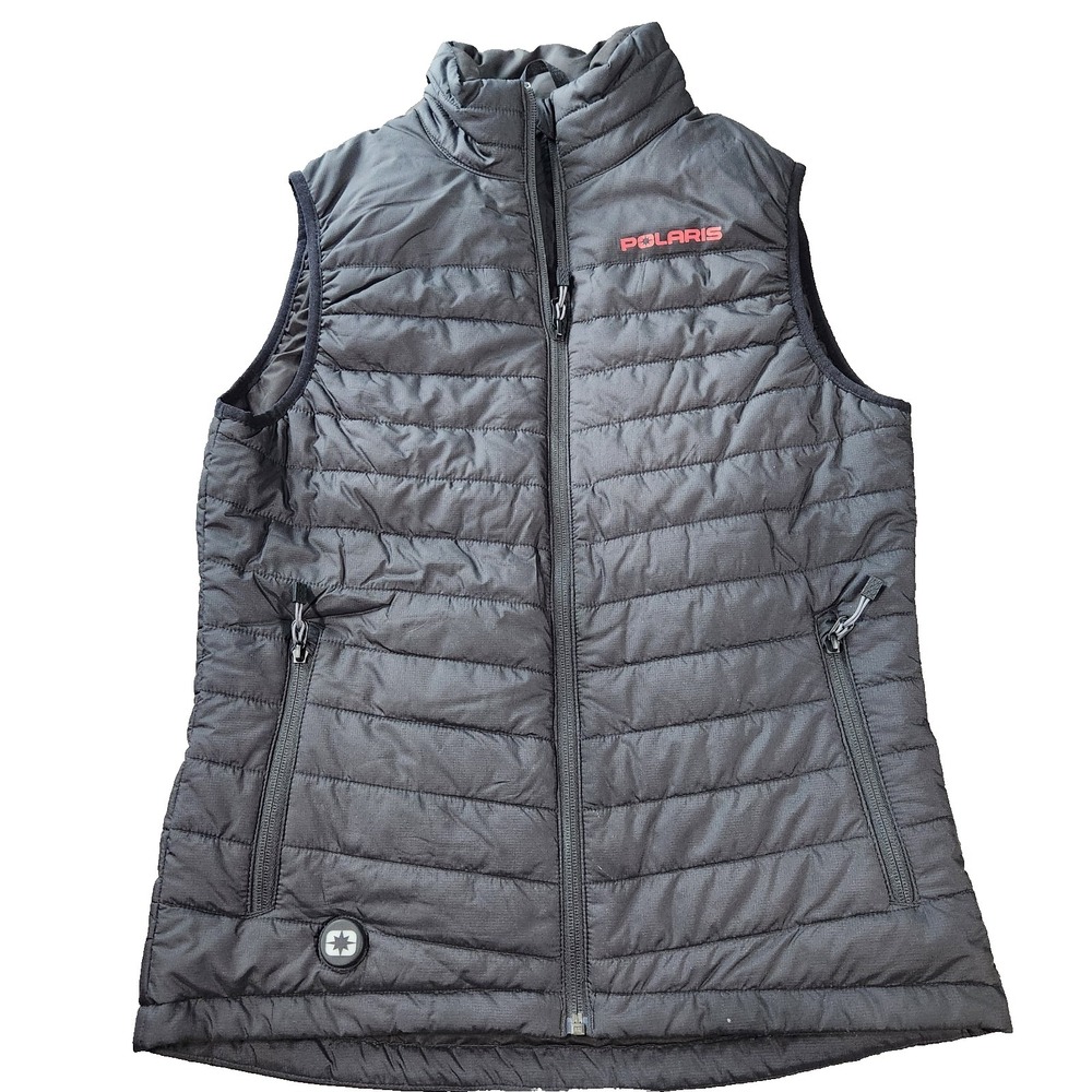Polaris Womens Small Black Heated Puffer Vest Sleeveless Quilted Jacket Padded